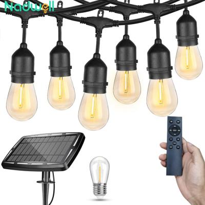 China 48FT With 15pcs Plugs Solar LED Garden Light 48ft Solar String Outdoor In Holiday Lighting Led Remote Control Bulb S14 String Light s14 Solar Tail Li for sale