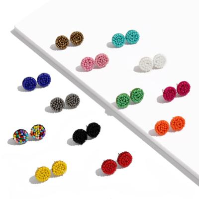 China Wholesale Fashion TRENDY Around Beaded Stud Earrings For Women Rice Beads Earrings Jewelry Hot Selling Accessories for sale