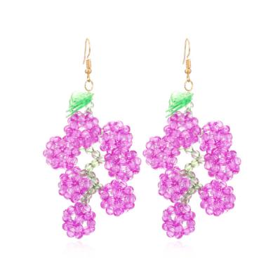 China 2023 Summer New Woman Handwoven Grape Style FASHIONABLE Bohemian Drop Dangle Earring for sale