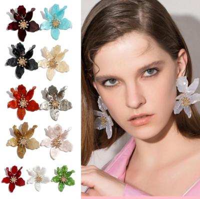 China 20/color Hot Fashion BOHEMIA Big Flower Bohemian Acrylic Earrings For Women Temperament Statement Jewelry Fine Earrings Gift for sale