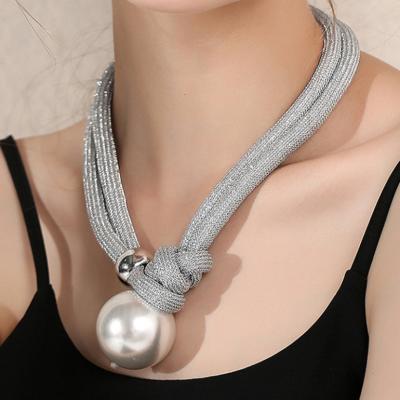 China Fashion TRENDY design choker double large layered pearl neck chain for women temperament unique exaggeration design fashion necklace for sale