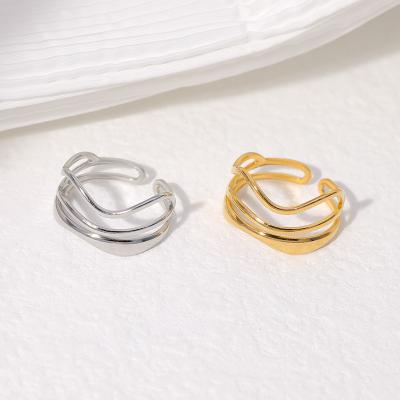 China TRENDY Wholesale Fashion Geometric Irregular Multilayer Rings For Women Personality Trend Stainless Steel Rings Wholesale Jewelry for sale