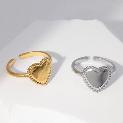 China New TRENDY Romantic Stainless Steel Couples Rings For Women Simple Fashion Heart Knuckle Ring Jewelry Wholesale for sale