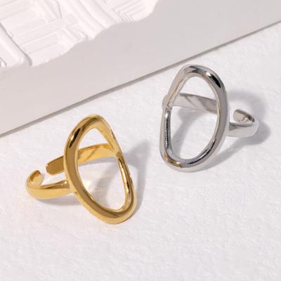 China Wholesale Punk Stainless Steel Simple Geometric Ring For Women Personalized Trendy Irregular Titanium Steel Open Ring Jewelry for sale