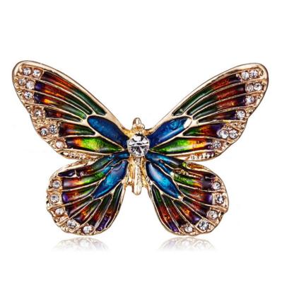 China Pretty Color Butterfly Fashion Rhinestone Brooch Dress Brooches Alloy Men Pin Insect Brooches Gift Women Delicate Brooch for sale