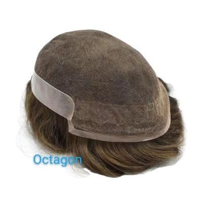 China Luxury High Quality Natural Super Silk Base Skin Man Toupee Thin Hair Man Hairpiece for sale