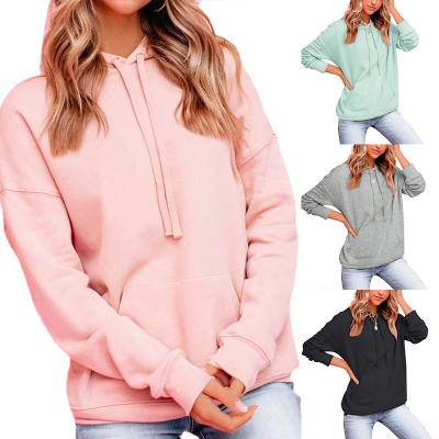 China Custom Simple Logo Street Gym Women Hoodie Drawstring Woman Hoodies Cotton Anti-wrinkle drop shipping 2021 for sale