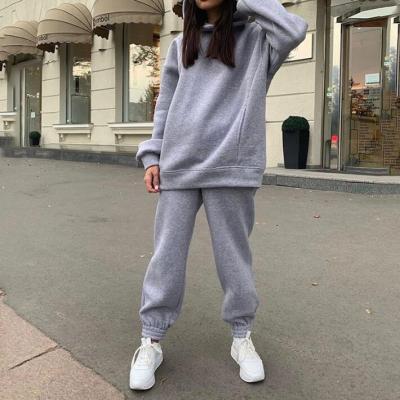 China 2022 Winter Women's Casual Women's Oversized Hooded Sleeve Hoodie Sport Long Pants Women's Two Piece Set Breathable Long Pants Lady Suit for sale