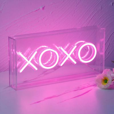 China Acrylic+neon Flex Locomocean Light Box Vintage Pink Neon Purple Neon Lamp Up Box Manufacturer Custom Neon Light Box for sale