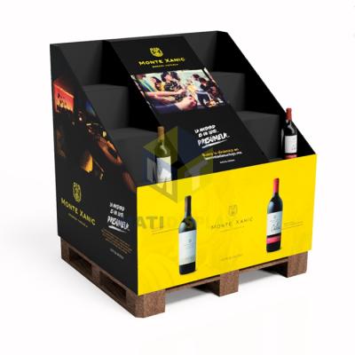 China Custom Recyclable Wine Cardboard Pallet Display Stand Advertising Pop Paper Cardboard Pallet Display Stand for sale