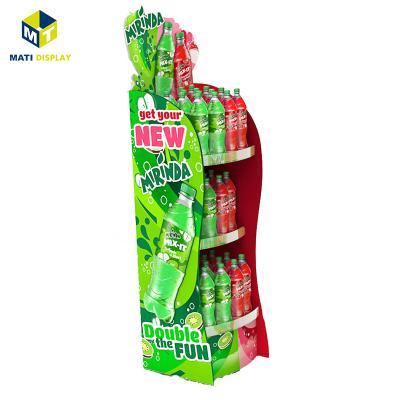 China Durable/Stable Selling 3 Tier Pop Up Solid Cardboard Display Stand For Fruity Drinks POS Soda Display for sale