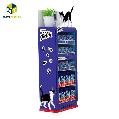 China Promotion Morden Merchandise Pop Retail Store Cardboard Display Stand Pet Food Dog Can Display Stand Rack for sale