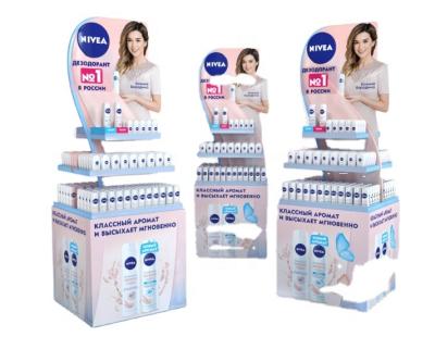 China Shop Mall Antiperspirant Daily Necessities Multi-Layer Cardboard Display Stand Stable And Durable Promotion Customized for sale