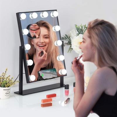 China Girl Charger Fashion Hollywood LED Mirror Light Wireless High Quality Makeup Led Vanity Mirror New for sale