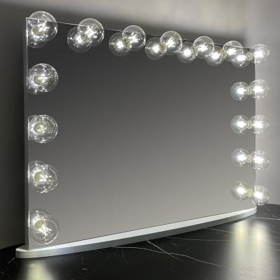 China New Next Style LED Lighted Vanity Illuminated Mirror Light Hollywood Table Smart Makeup Mirror With Bulbs for sale