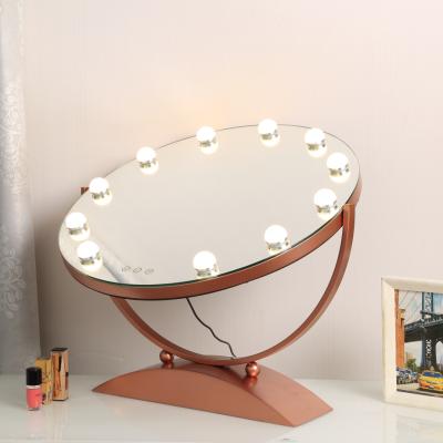 China New Lighted Freed Round Hollywood Mirror For Makeup With LED Bulbs for sale