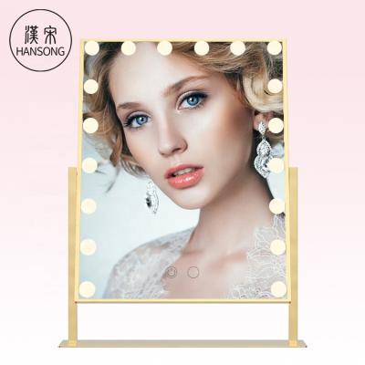 China Hollywood Lit Led Portable Makeup Mirror Light Mirror Dressing Table With Drawer Mirror With Light for sale