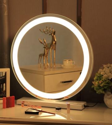 China Lighted Led Lights Makeup Mirror Round Led Strip Hollywood Style Cosmetic Light for sale