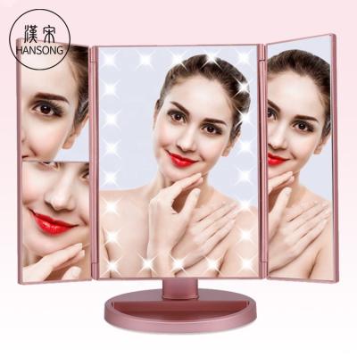 China 20 LED makeup folding board magnifying lamp illuminated dasktop magnifying cosmetic with lighted mirror for sale