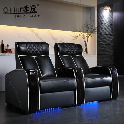 China Extendable Italian Full Black Electric Home Theater Furniture Solid Wood Cinema Sofa Chair Power Recliners Armrest Design Recliner for sale