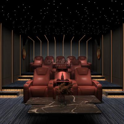 China Contemporary Modern Leather Top Grain Theater Seat Movie Chair Motorized Recline Sofa Home Theater Seating For Privately Owned Cinema for sale