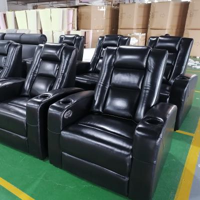 China Contemporary Glossy Black Leather Home Sofa Chair Recliners Recliners Cinema Theater Furniture Theater Furniture Single Seating Chair for sale