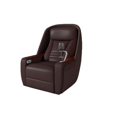 China Brown Scandinavian Home Theater Recliner Moon Shape VIP Electric Sofa Chair Leather Furniture Leather Cinema Lounge Chair With Reclning Motor for sale