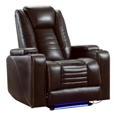 China Contemporary Customized Design Home Theater Chair LED Light Leather Cinema Seating VIP Sofa Recliner Lounge Electric Recliner for sale