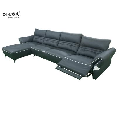 China Modern design living room recliner sofa stretch dark gray tech fabric motorized recliner sofa lazy boy L shape with bed sofas for sale