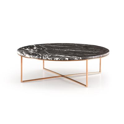 China Contemporary luxury Bologna gray natural marble coffee table top living room furniture rose gold plated low coffee tables for sale