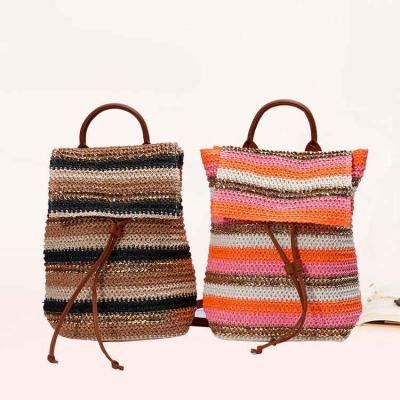 China Fashion Portable Knitting Woman Crochet Bag Backpack Hand Knitted Crochet Bag With Two Shoulder Straps for sale