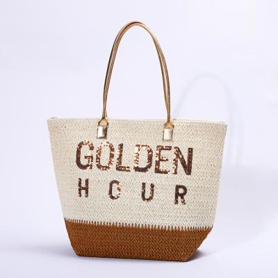 China Designer Crochet Bags, Handmade Beach Crochet Fashion Letter Pattern Embroidery Tech Bag with PVC Handle for sale