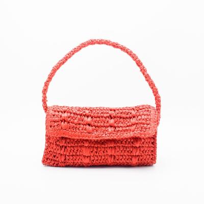 China Lady Hot Selling Colorful Handmade Slanted Shoulder Craft Women Crochet Paper Bag With Handle for sale