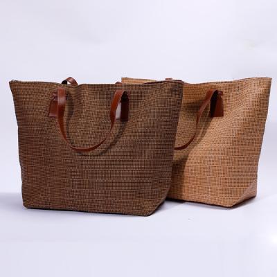 China Lady Summer Beach Bags knitted with zipper pure color large dirt-proof cheap beach bag for sale