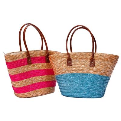 China Other Stripe Pattern Wholesale Custom Wheat Straw Material Women Woven Straw Bags For Kids for sale