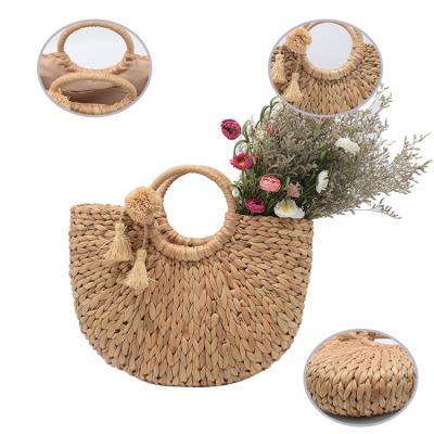 China Lady's Wholesale New Straw Woven Bags Handbag Natural Straw Beach Fancy Bag For Women for sale