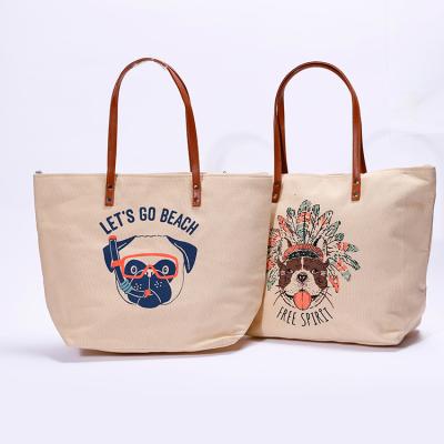 China Fashion Wholesale Fashion Cute Animal Patterns Custom Drawstring Printed Tote Canvas Bag With Logo for sale