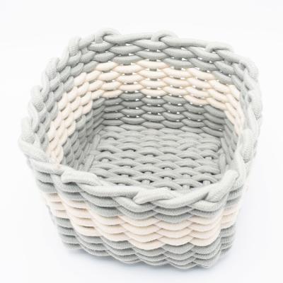 China Sustainable Rope Woven Snack Box Desktop Storage Cotton Box for sale