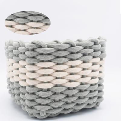 China Sustainable Woven Cotton Rope Storage Basket Large For Nursery Laundry Towel Diaper Kids Toy Storage Without Handles for sale