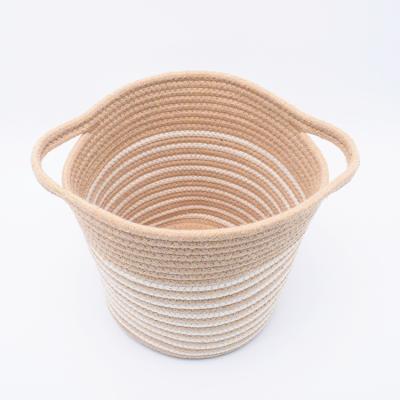 China Sustainable Cylindrical Storage Basket Cotton Rope Storage Basket Environmental Protection Storage Basket for sale