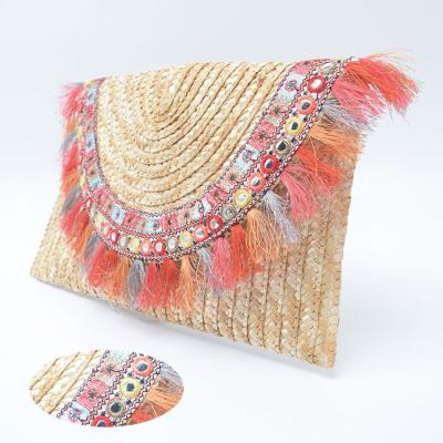 China China factory price fashion style summer clutch bags handwork ladies anti-theft straw clutch bags for sale