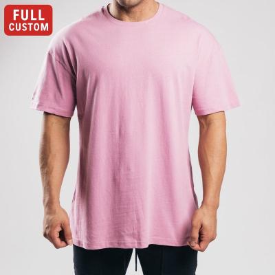 China Oversized Anti-Wrinkle Men's Sports T-Shirt 95% Cotton 5% Spandex Shorts Sleeve Gym Workout Fitness Running Training Tee for sale