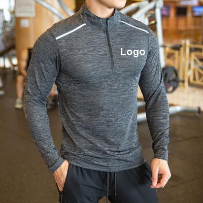 China High Quality Anti-Wrinkle Golf Tops Shirts Men Quick Dry Sportswear Plus Size Long Sleeve Mens T-shirts Quarter Zipper Pullover Mens T-shirts for sale