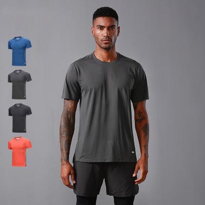 China Custom Gym T Shirt Men Sportswear Elasticity Sportswear High Soft Breathable White Quick Dry T-shirt Polyester Gym T-Shirt For Men for sale