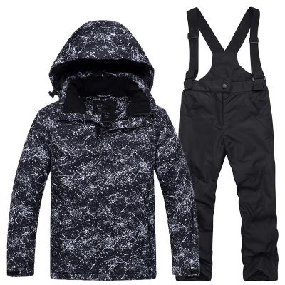 China 10 waterproof black ski jacket with ski pants children's ski suit for sale