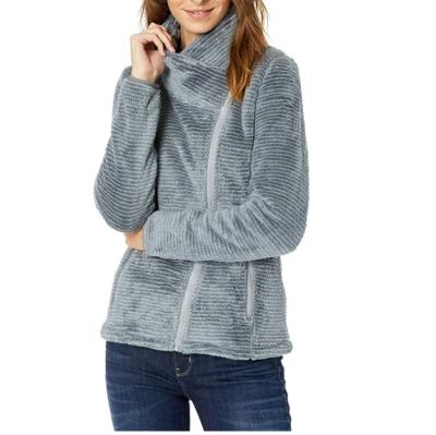 China Sustainable Women's Multicolor Stand Collar Fleece Jacket With Full Zipper for sale