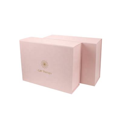 China Handmade Hot Selling Rose Gold Magnetic Cardboard Gift Folding Box Paper Magnet Packing Boxes For Clothes for sale