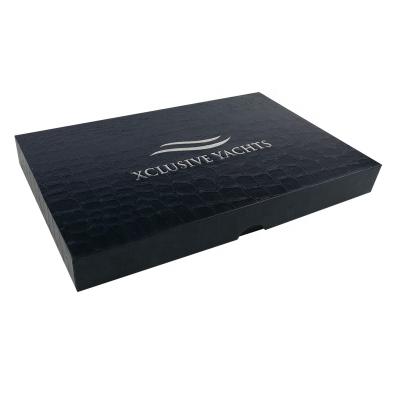 China Customized High End Blue Box Handmade Logo Silver Foil For Crocodile Texture Boutique for sale