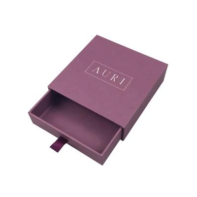 China Recyclable Luxury Matt Lamination Purple Metallic Color Package Gift Makeup Box Set Cosmetic for sale