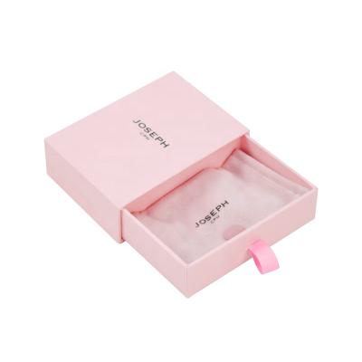 China Custom Handmade Logo Jewelry Gift Box Packaging Pink Drawer Box Ring Earring Necklace Bracelet Peach for sale